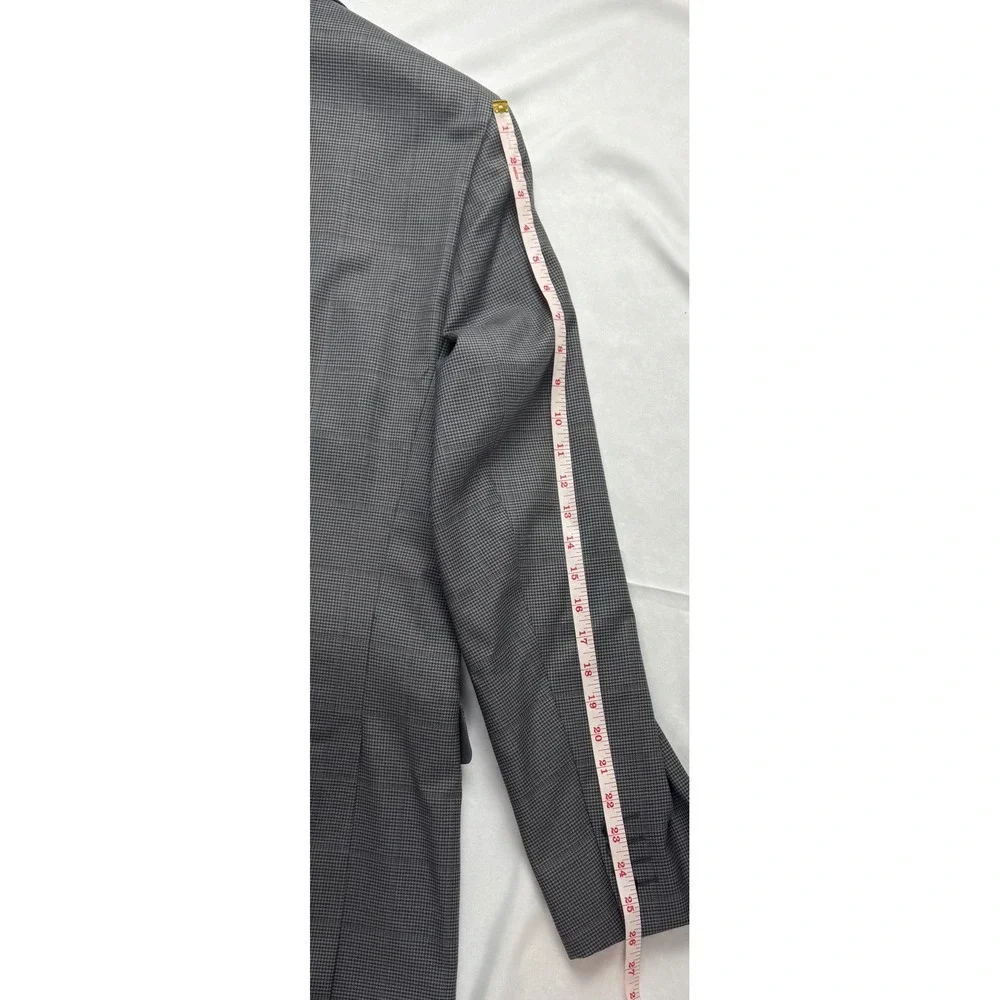 Stafford CoolMax EcoMade Gray Houndstooth Performance Wool Suit Jacket 46R NEW